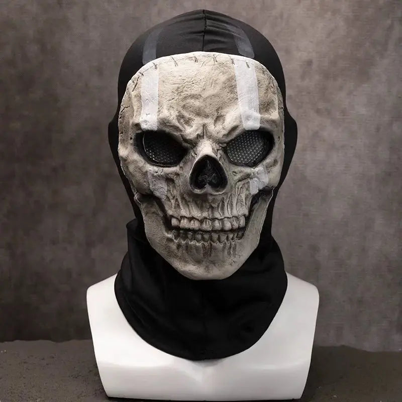 New Call of Duty 2 Skull Mask Silicone Halloween Cosplay Ghost Face Cover for Outdoor Riding and Costume Party Cosplay Mask