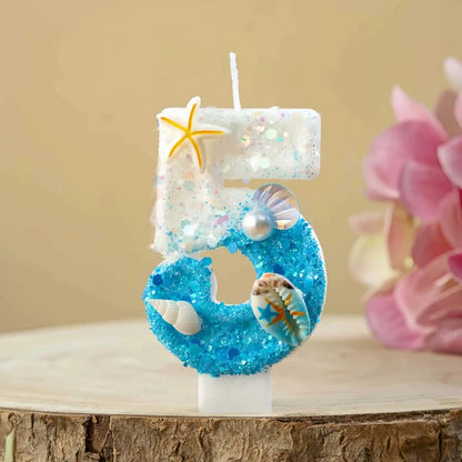 Shell-shaped Starfish Digital Birthday Candles, Perfect for Ocean-Themed Parties and Children’s Summer Beach Cake Decorations