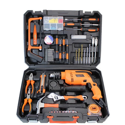 New Household Impact Drill Hardware Tool Set Professional Electrician Maintenance Combination Toolbox Automotive Repair Tool