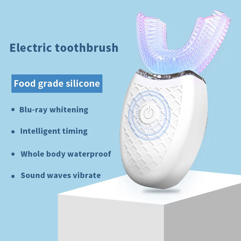 U-Type Electric Toothbrush Automatic Full Mouth Cleaning Toothbrush 360 Degrees Silicon Head USB Rechargeable Waterproof