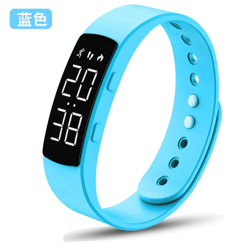 Electronic Smart Sports Pedometer Timing Vibrating Alarm Clock Luminous Waterproof LED Electronic Bracelet T8
