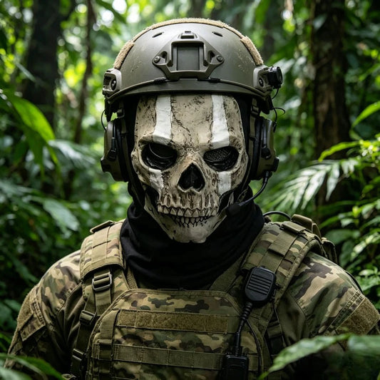 New Call of Duty 2 Skull Mask Silicone Halloween Cosplay Ghost Face Cover for Outdoor Riding and Costume Party Cosplay Mask