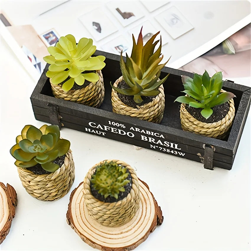 5pcs Set of Artificial Potted Plants Artificial Aloe Vera Fake Succulents Plastic Flower Pots for Home Kitchen Desk Wedding