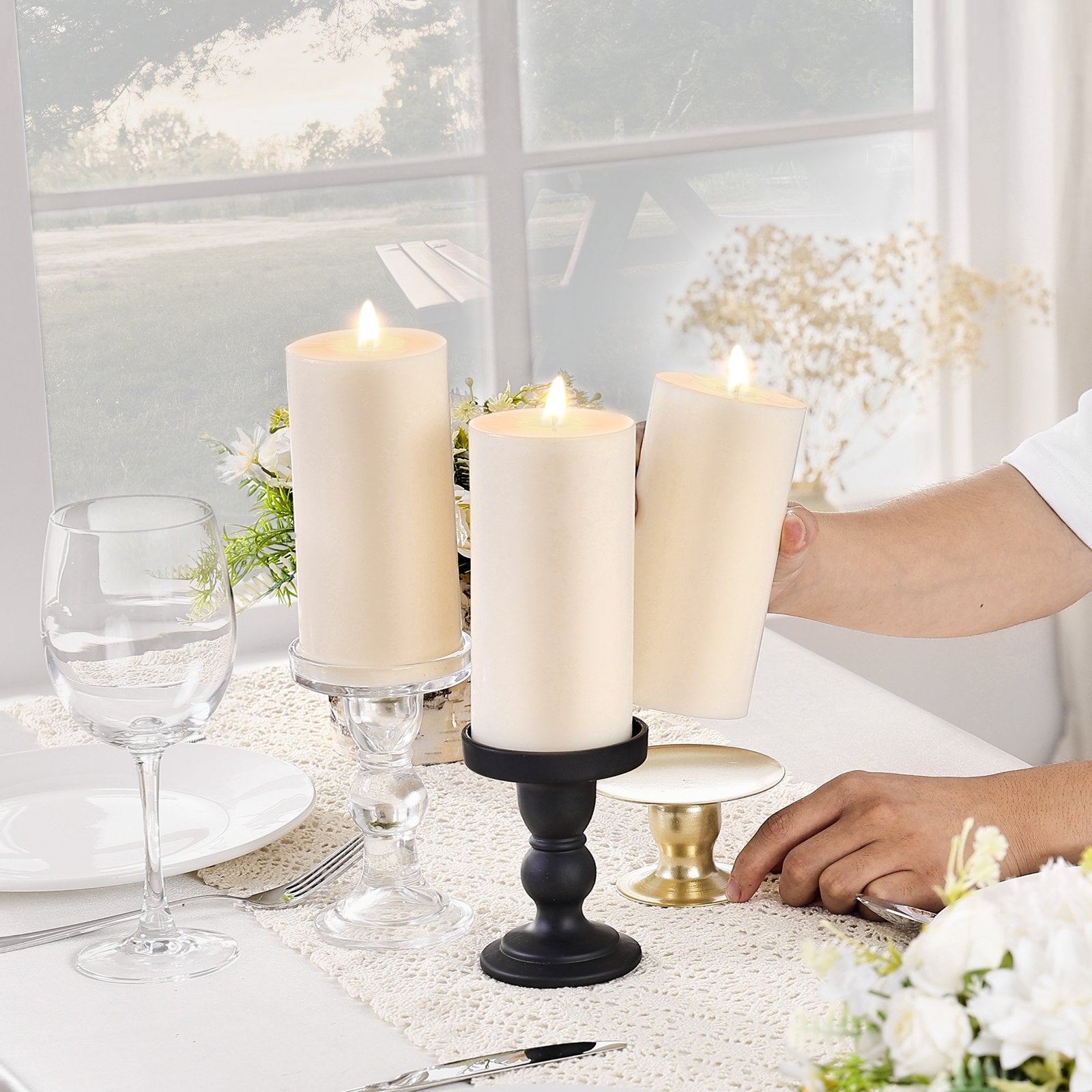 Unscented Pillar Candles Set – Long Burn | Tillmart
