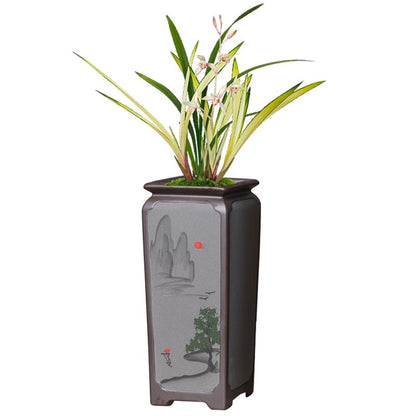 Ceramic Orchid Pot Retro Design - Indoor Decor | Tillmart